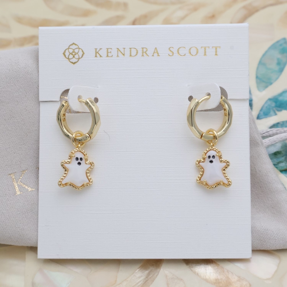 Kendra Scott Ghost Convertible Earrings Gold White Mother-of-Pearl - Picture 1 of 2